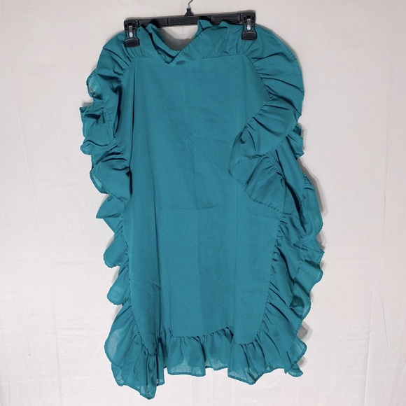 Vintage 90s Teal Pillowcases With Ruffle Trim x2 - Picture 5 of 16